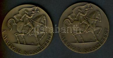 1989. A magyar nemzetért: Az Erdélyi menekültekért Br emlékplakett (2x) Eredeti tokban, tanúsítvánnyal T:1