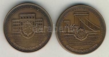 1991. Széchényi születésének 200. évfordulójára kiadott 2db "Lánchíd" + "M.T.A." Br emlékérem szign.:Bozó T:1