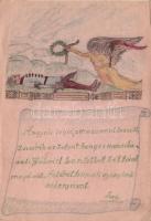 Military WWII field postcard, hand-crafted