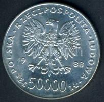 Lengyelország 1988. 50.000Zl Ag "70 éves a lengyel függetlenség-Józef Pilsudski" T:BU