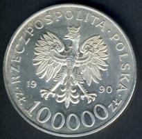 Lengyelország 1990. 100.000Zl Ag "Szolidaritás" T:2