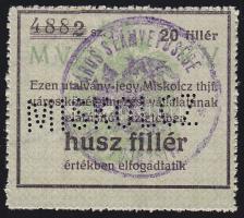 Miskolc 1916. 20f "MISKOLCZ" perforációval T:I