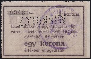 Miskolc 1916. 1K "MISKOLCZ" perforációval T:I