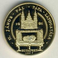 1991. "Napjaink magyar történelme - II. János Pál Pápa látogatása-Budapest"aranyozott emlékérem T:PP