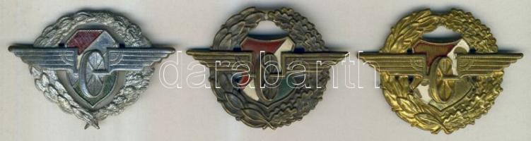 Vasutas jelvény arany-, ezüst- és bronzfokozata kisebb kopásokkal T:2