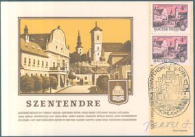 Vertel József aláírása bélyegzett papíron + 4 db furnér képeslap