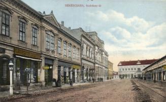Békéscsaba Andrássy út Leszich Gábor órásüzletével és Teván Adolf könyvnyomdájával