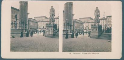 1904 Firenze - Piazza della Signora sztereó fotó