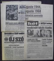 1968 Csehszlovákiai bevonulás: 4 újság különkiadása (2 magyar-2 szlovák) / Special editions of 4 Czechoslovakian papers during the revolution