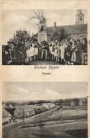 Ajka hősi emlékművel, népviselettel