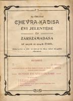 1905 Az óbudai Chevra Kadisa évi jelentése és zárszámadása; Bichler I. nyomdája / Jahresbericht und Schlussrechnung des Chewra-Kadischa in Óbuda; Druckerei von I. Bichler