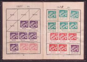 1922 Kereskedelmi Alkalmazottak Országos Szövetsége tagsági könyv tagsági bélyegekkel