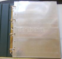 Gyűrűs bankjegytartó album 49db hármas osztású víztiszta betétlappal és kartontokkal, újszerű állapotban!