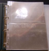 Gyűrűs bankjegytartó album 54db kettes de főleg hármas osztású víztiszta betétlappal és kartontokkal, újszerű állapotban!