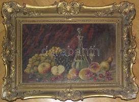 cca 1900 Fogarasi jelzéssel: Gyümölcs csendélet, olaj-vászon, jelzett, keretben 80x60 cm