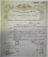 1870 Bécsi kőnyomda fejléces számlája 1kr számlailletékkel (széle rojtos) / Litho invoice of Wienna lithographic institute with document stamp (edge weary)