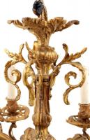 XX. sz. eleje: Aranyozott sárgaréz 6 karos csillár (egy kar törött, de javítható) 50 cm magas / Chan...