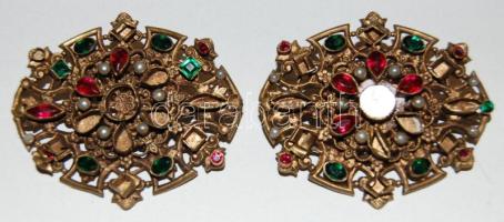 2db dekoratív réz bross hiányos részekkel