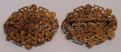 2db dekoratív réz bross hiányos részekkel