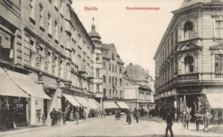 Bielsko Bank passage with the carpet shop of Jonas Pilzer