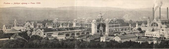 1908 Prágai Kiállítás panoráma lap/Ausstellung Prag Panorama-Ak