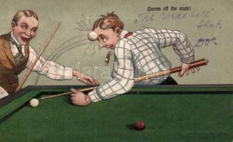 Billiard humour Emb. litho