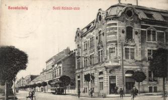 Szombathely Széll Kálmán utca villamossal és Fürst József boltjával