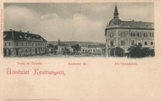 Keszthely Andrássy tér postával és a főgimnáziummal