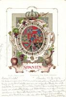 Spain coat of arms litho