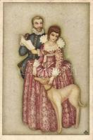 Renaissance couple with greyhound