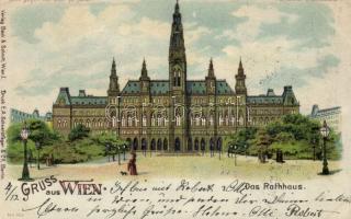 1899 Vienna Town Hall hold to light litho