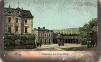Graz Southern railway station with Hotel Daniel