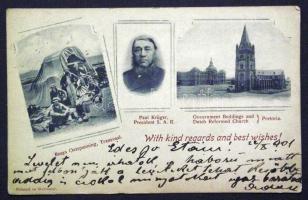 1901 Díjjegyes képeslap Cape Townból Bárándra, az üzenetben a búr háborúra történő utalással / PS card from Cape Town to Barand with a reference in the message to the Boer War