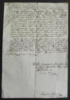 1777 Bajzáth József frissen kinevezett veszprémi püspök és alkancellár ex offo levele Körmöcbánya városi tanácsnak a püspök és Ürményi József országbíró saját kezű aláírásával / Ex offo letter of with autograph signatures of Joseph Bajzath bishop of Veszprém and Joseph Ürmény