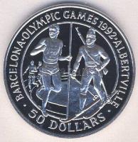 Cook szigetek 1989. 50$ Ag "Olimpia-biatlon" Tanúsítvánnyal T:PP