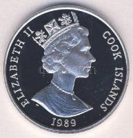 Cook szigetek 1989. 50$ Ag "Olimpia-biatlon" Tanúsítvánnyal T:PP