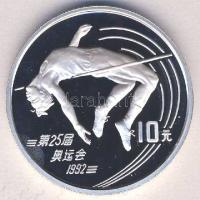 Kína 1990. 10Y Ag "Olimpia-magasugrás" T:PP Tanúsítvánnyal!