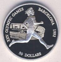 Cook-szigetek 1990. 50$ Ag "Olimpia-futás" Tanúsítvánnyal T:PP