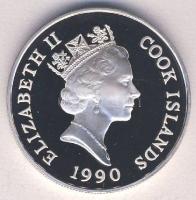 Cook-szigetek 1990. 50$ Ag "Olimpia-futás" Tanúsítvánnyal T:PP