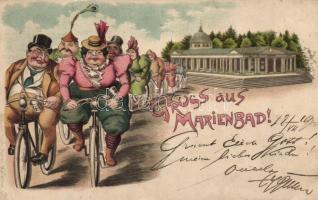 Mariánské Lázne cyclists litho (EK)