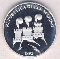San Marino 1992. 500L Ag "Olimpia-fogathajtás" T:PP Tanúsítvánnyal!