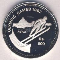 Nepál 1992. 500R Ag "Olimpia-síugrás" Tanúsítvánnyal T:PP