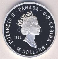 Kanada 1992. 15$ Ag "Olimpia-magasugrás, gyűrű, gyorskorcsolya" Tanúsítvánnyal T:PP