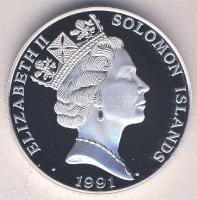 Salamon szigetek 1991. 10$ Ag "Olimpia-futás" Tanúsítvánnyal T:PP