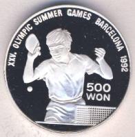 Észak-Korea 1990. 500W Ag "Barcelonai olimpia-asztalitenisz" T:PP Tanúsítvánnyal!