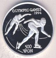 Észak-Korea 1993. 500W Ag "Olimpiai játékok-gyorskorcsolya" Tanúsítvánnyal T:PP