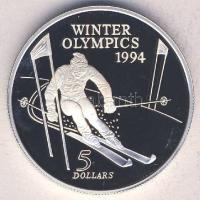 Új-Zéland 1994. 5$ Ag "Téli Olimpia-sí" Tanúsítvánnyal T:PP