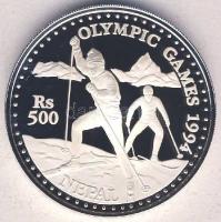 Nepál 1993. 500R Ag "Tél olimpia-terepsí" Tanúsítvánnyal T:PP