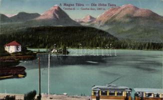 Tátra Csorba-tó with tram, Divald & Monostory
