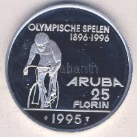 Aruba 1992. 25Fl Ag "Olimpia-kerékpár logó nélkül" Tanúsítvánnyal T:PP